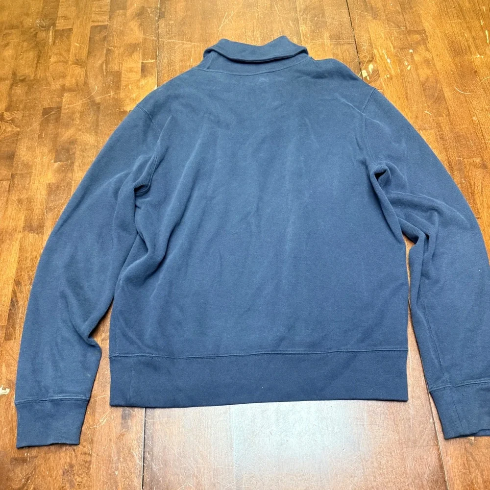 Polo‎ Ralph Lauren Men Navy Shawl Collar Sweatshirt Pullover Red Pony Logo Large